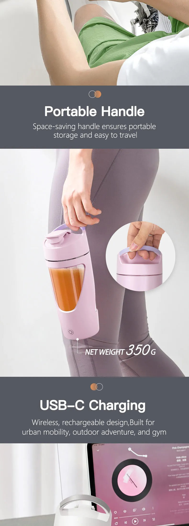 FitnessJunk™700ml USB Shaker Bottle