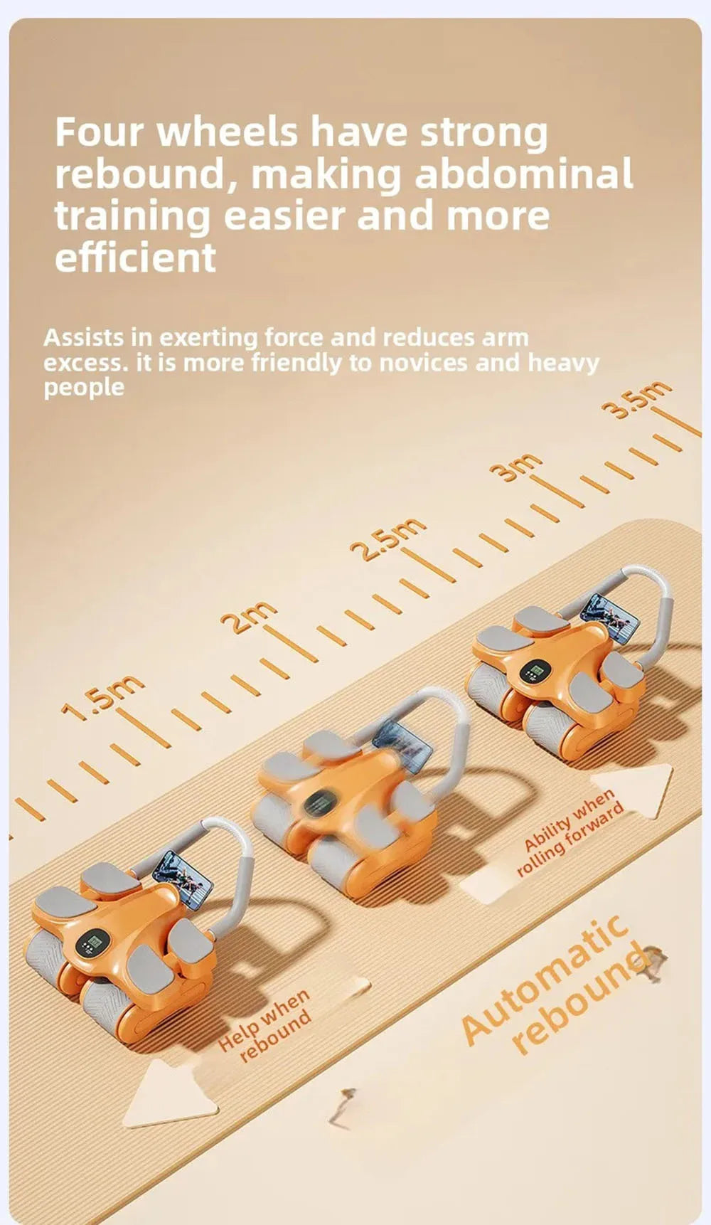 FitnessJunk™ Four-Wheel Ab Trainer