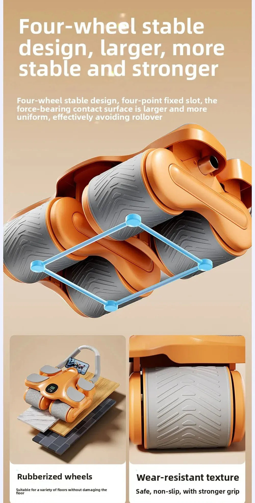 FitnessJunk™ Four-Wheel Ab Trainer